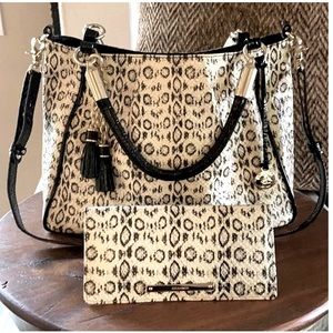 Brahmin Ruby Creme Aurora w/ matching Ady wallet in EUC